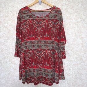 Veranee Women's‎ Long Sleeve Top Paisley Floral Size 2XL